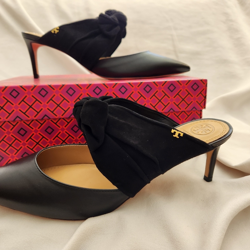 Tory Burch Eleanor 65MM Mule Perfect Black Suede Size 11M Never Worn Orig $328